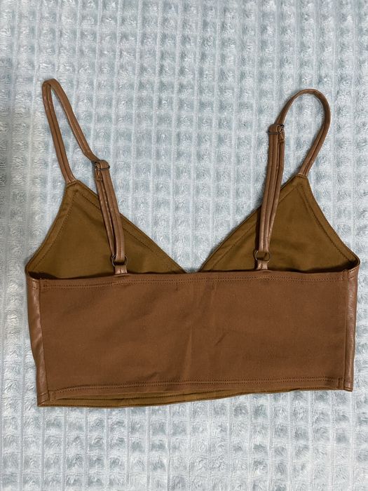 Кожанный коричневый топ