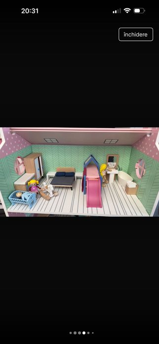 Căsuță din lemn pentru păpuși completă