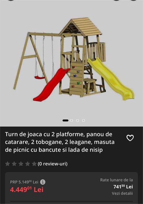 Loc de joacă din lemn pentru copii – COMPLET 3in1 – stare foarte bună