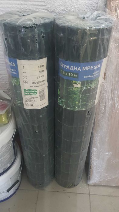 Нова оградна мрежа Garden Fence (Зелена с PVC) - 1.0 х 10 м (2 ролки)
