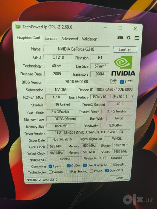 Winfox GT210 1Gb GDDR3 11шт