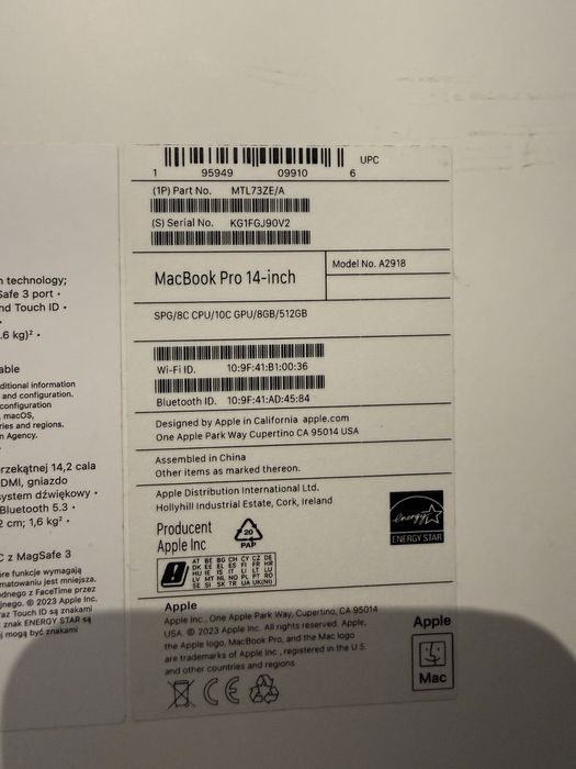 Apple Macbook Pro M3 512SSD