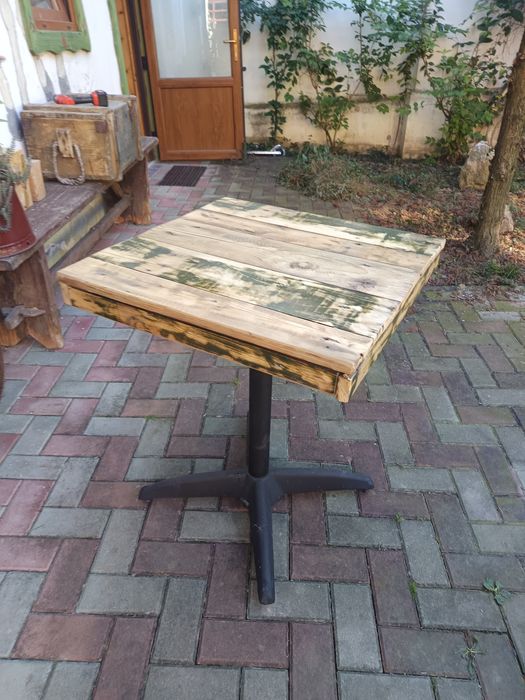 Masa exterior blat lemn recuperat