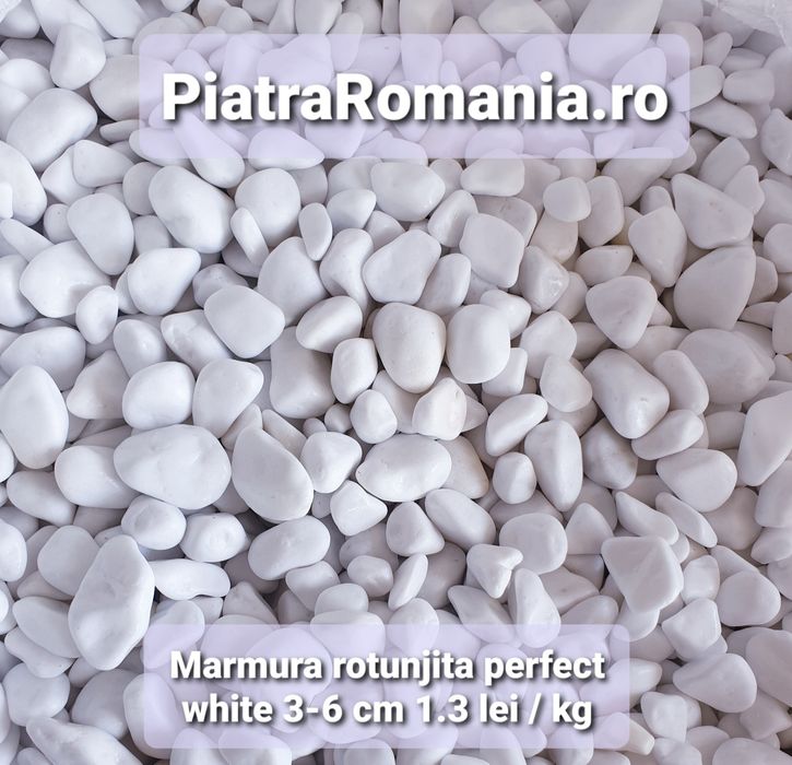 Pietricele rotunjite marmura thasos piatra decorativa amenajari gradin