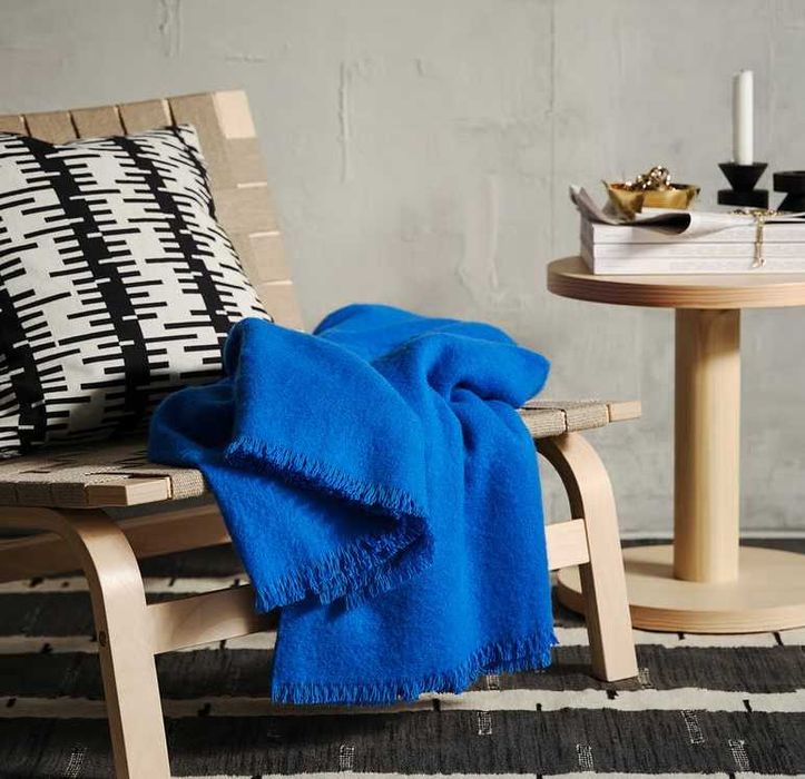 STOCKHOLM 2025 Pătură IKEA, albastru strălucitor - NOUA