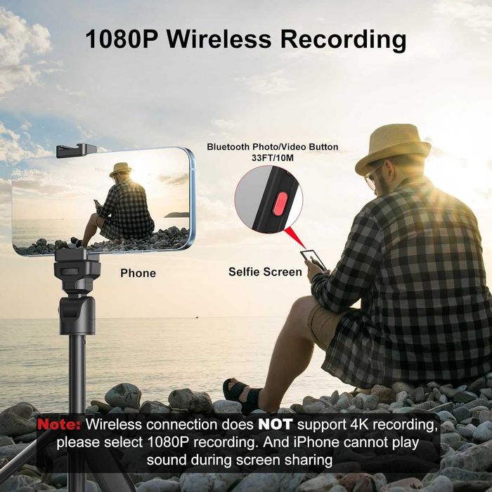 Newmowa 4K 30fps кабелен+1080P безжичен екран, 2 в 1 магнитен за селфи