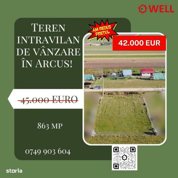 Teren intravilan de vânzare în Arcus!