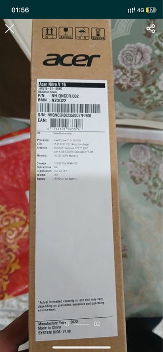 Acer nitro v 15 RTX 3050