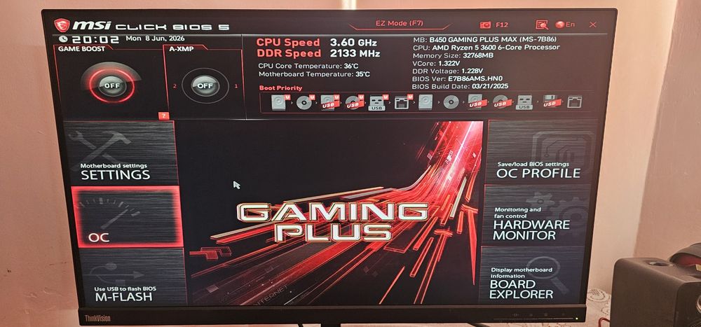 KIT Gaming Ryzen 5 3600+ Placa de baza MSI B450 GAMING PLUS ​MAX LA 750 RON