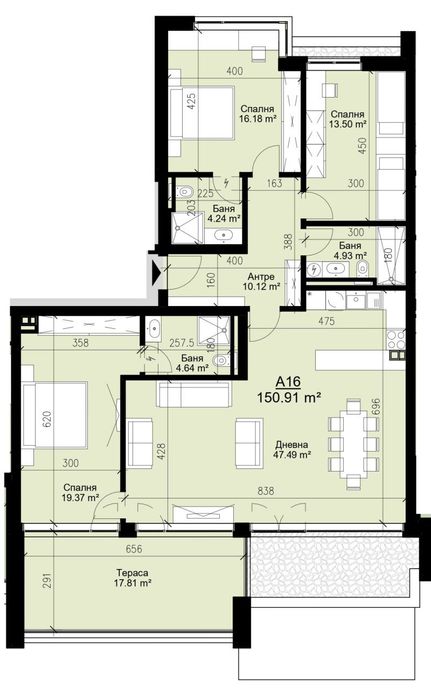 4-стаен в Варна-Бриз площ 171  кв.м