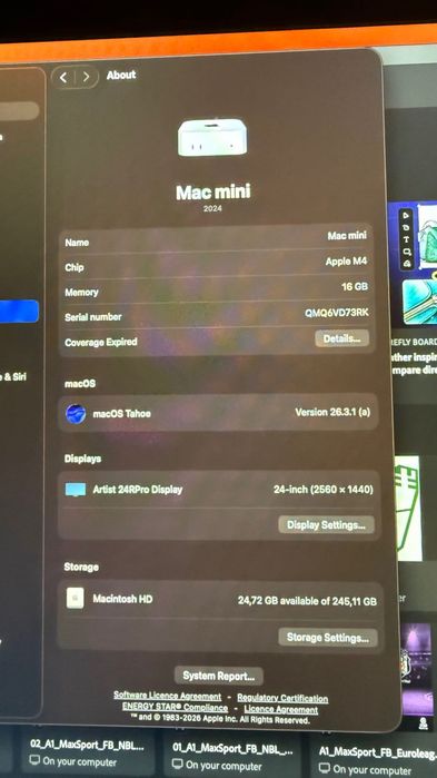 Mac mini (2024) M4 | 16GB/256GB | Отлично състояние