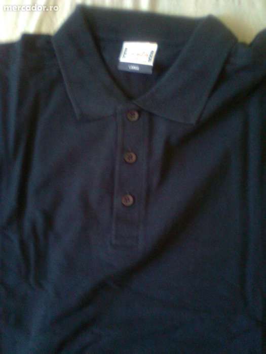 Tricou T-shirt mineca lunga, model Polo, bleumarin inchis, nou!