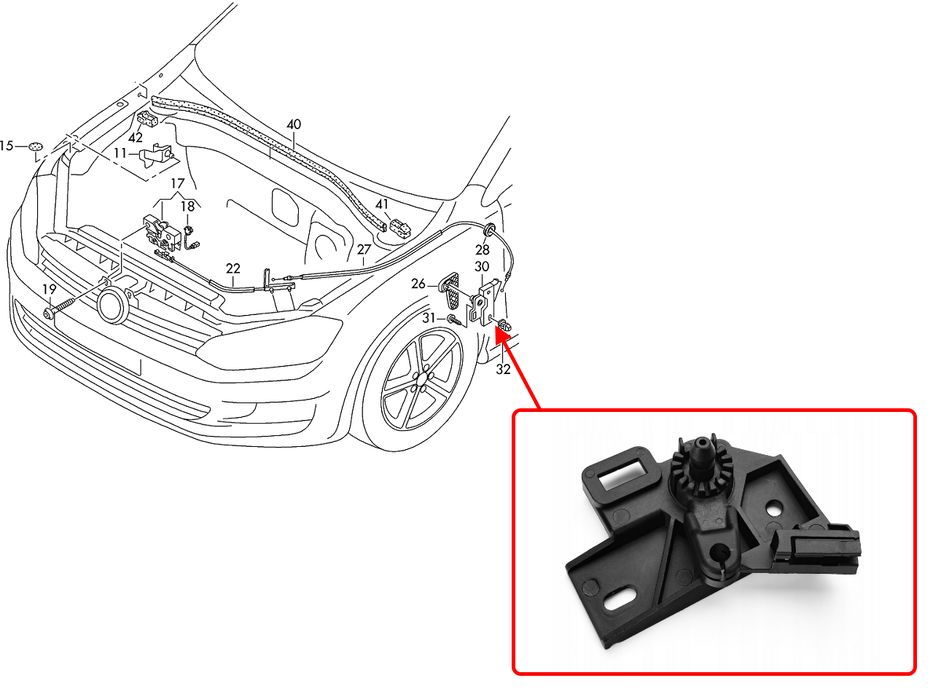 Държач на Дръжка за VW Polo 6R/6C (2008-2017)