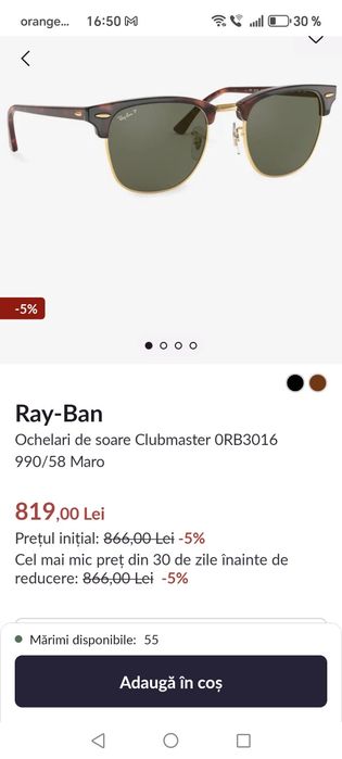 Ochelari de soare Ray Ban Clubmaster