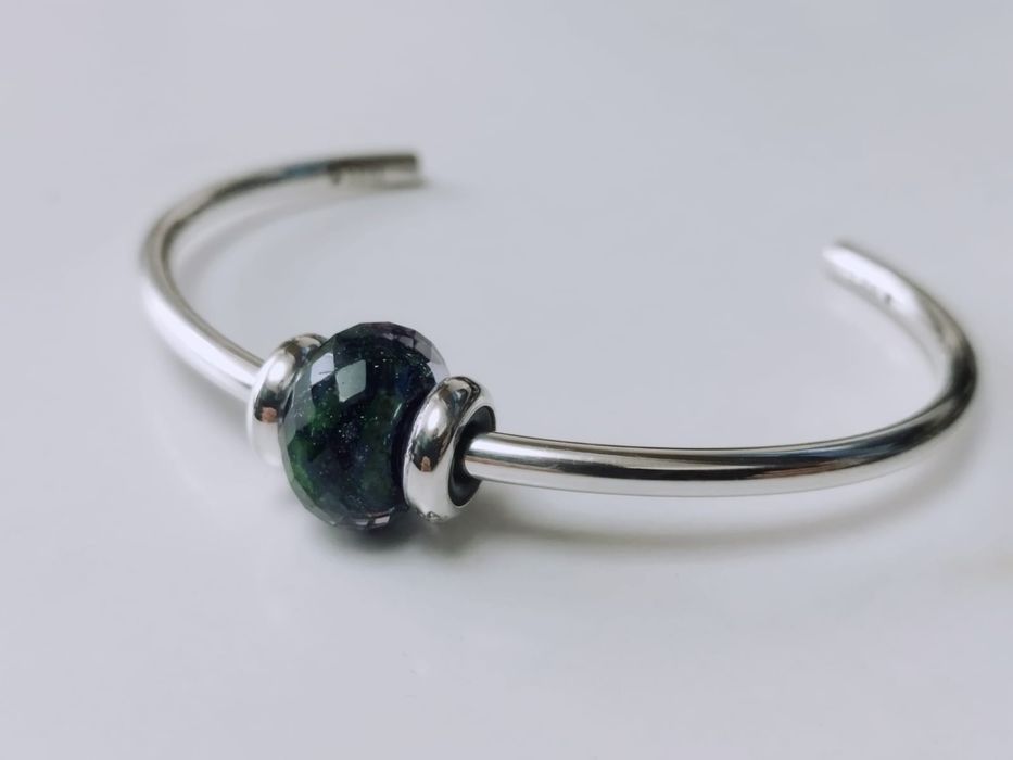 Bratara Trollbeads din argint de 925 cu ametist fatetat si charm