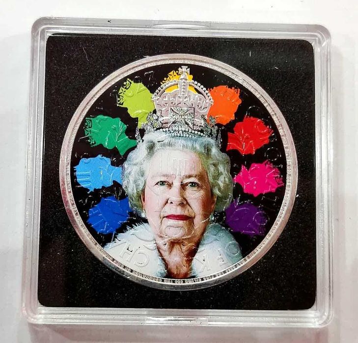 Сребърна монета с оцветяване: Кралица Елизабет II