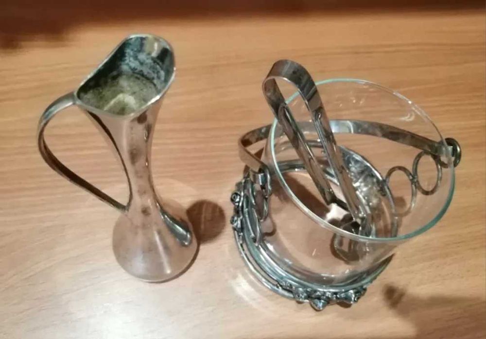 Посребрени чаши за вино, чаши за бренди, керамика, бяло вино