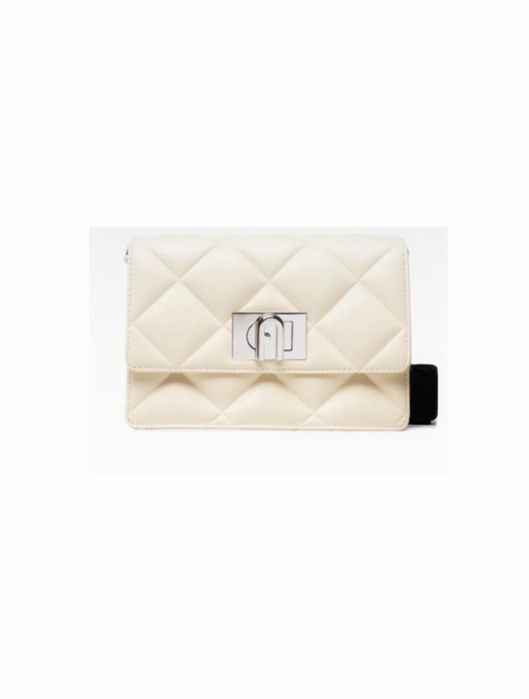 Geanta FURLA 1927 SOFT Mini CROSSBODY White Cotton Nero, noua, cadou.