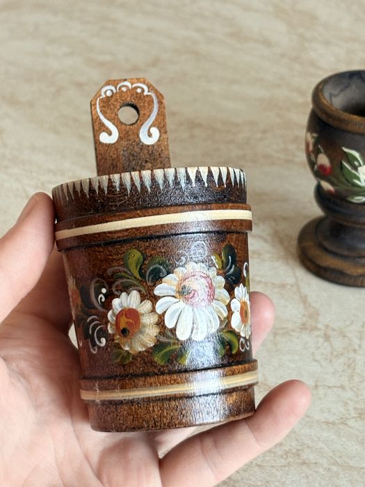Set rustic de lemn, traditional, pictat manuale