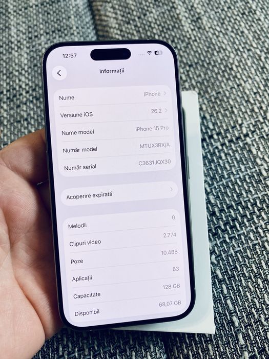 Iphone 15 pro de 128 Gb/Baterie 90% Ca NOU