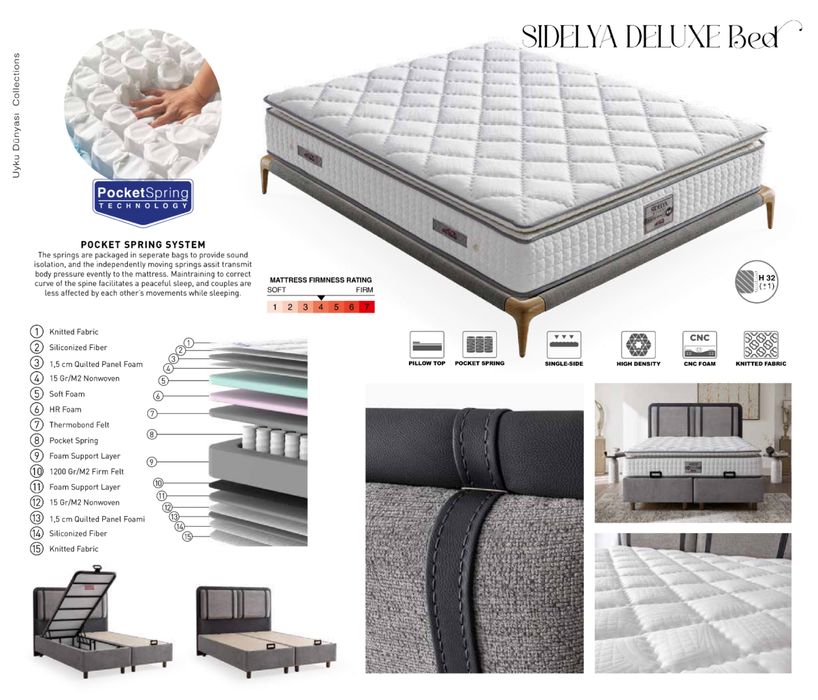 Тапицирано легло Sidelya Deluxe Светлосиво