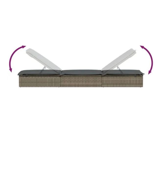 Sezlong cu pernă, 1buc gri 201x55x62cm poliratan