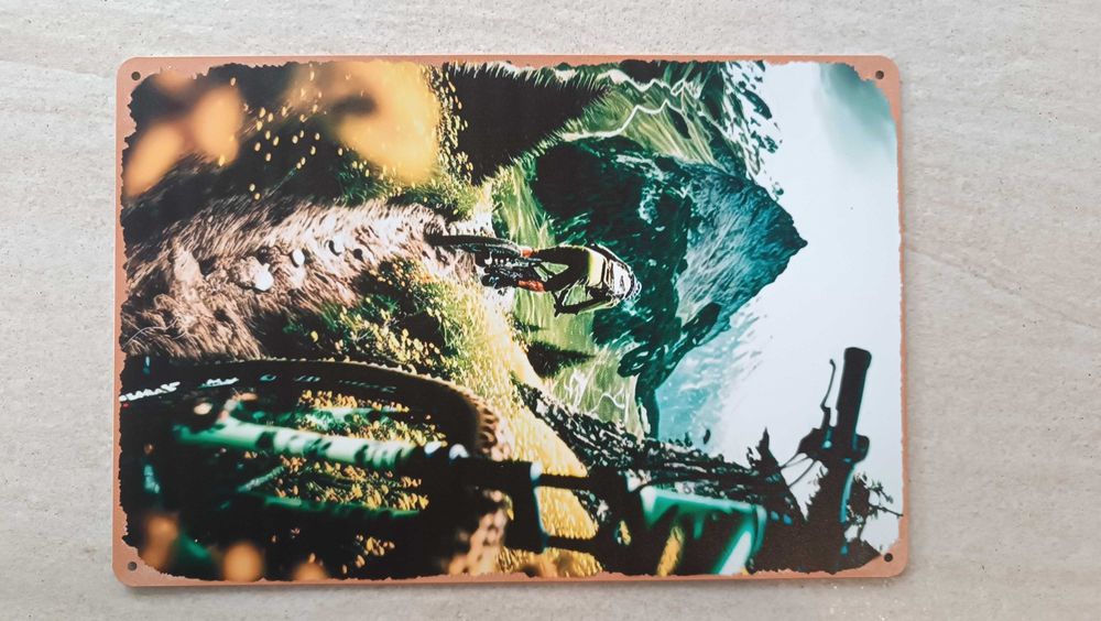 метална ретро табела знак колоездене МТВ велосипед колело велосипедист