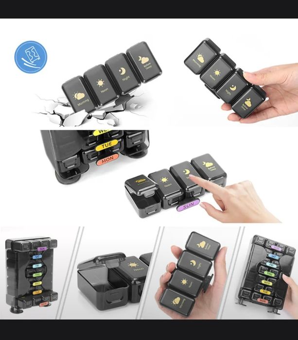 Еженедельный органайзер для таблеток 4 раза в день.