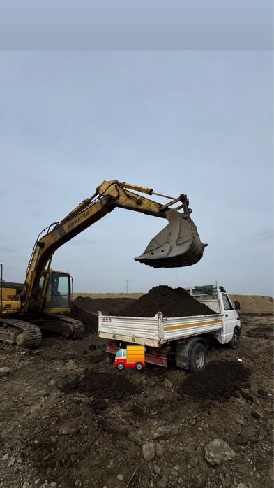 Pământ Negru-Vegetal,Nisip,piatră, sort+Servicii miniexcavator
