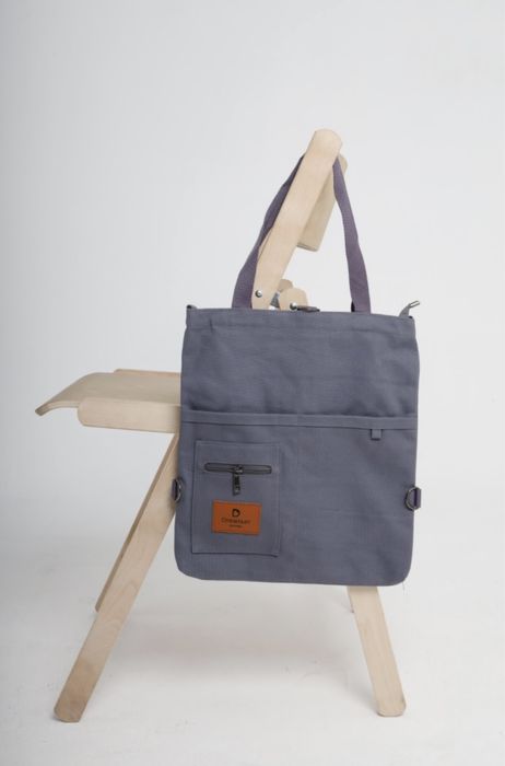 Сумка шоппер текстиль, хлопок серый