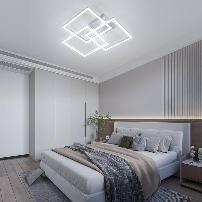 Lustra plafoniera led model geometric alba cu led