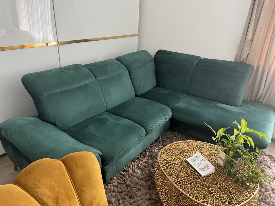 Colțar Lara extensibil culoare verde smarald