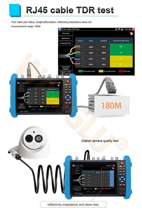 Многофункциональный  CCTV IPC TESTER 9800 MOVTADHS PRO, сетевой тестер
