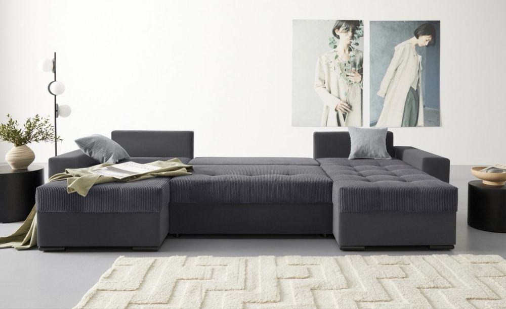 Coltar XXL  extensibil cu lada de depozitare-import Germania, nou