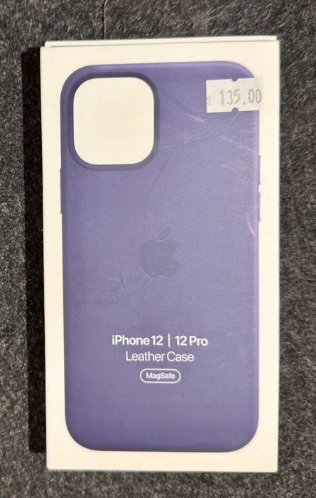 Оригинален, кожен кейс за iPhone 12/12 Pro, цвят Deep Violet