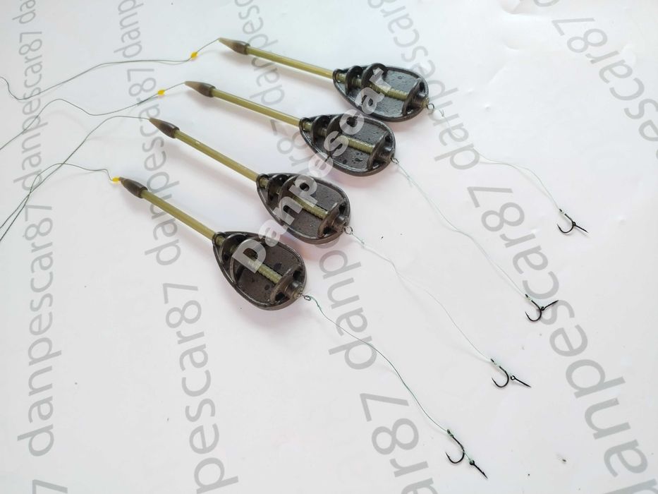 SET 4 MONTURI pescuit la Feeder cu momitor method TIJA ANTITANGLE