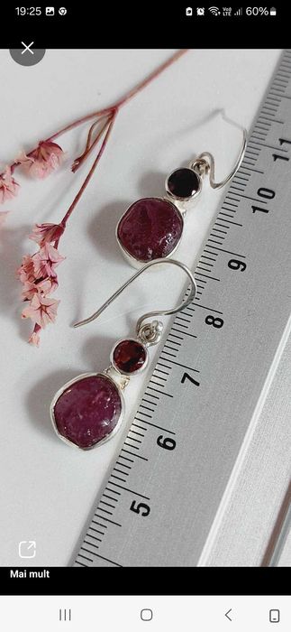 Set inel+cercei argint,rubin siși granat