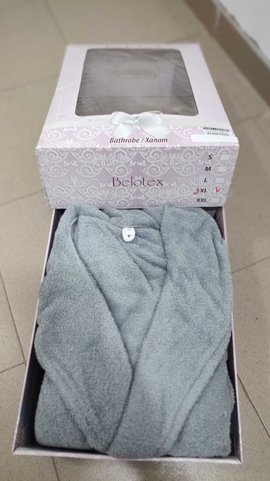 Халат Belotex , графитено сив , 100% памук