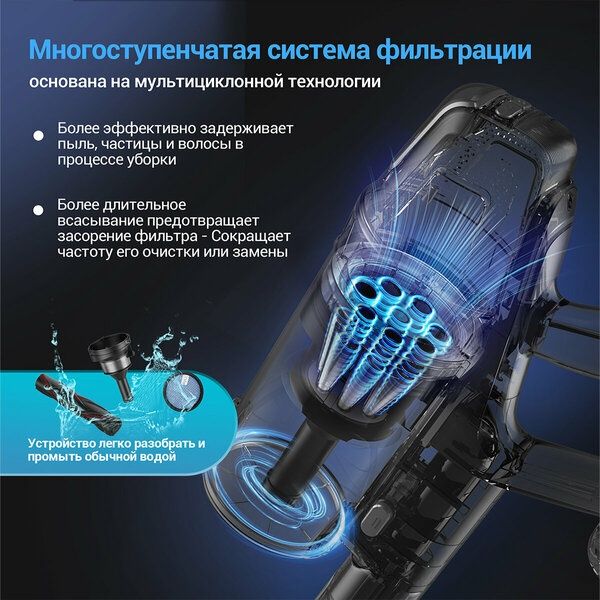 Беспроводной вертикальный пылесос мощный V90, 40000 Па, 2 в 1 пылесос