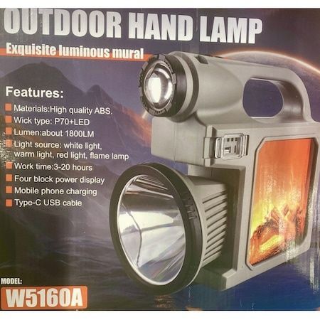 Lanterna Profesională Solară Cu LED,USB-C,Semnalizare Rosie Si Șemineu