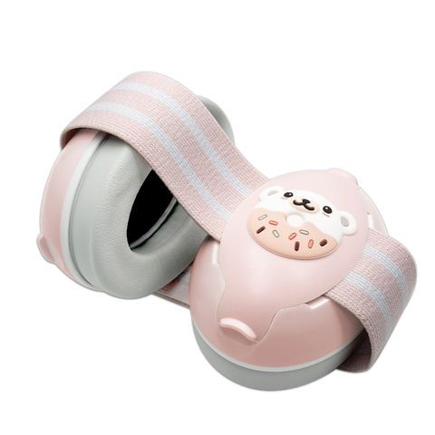 Casti antifonice 2 in 1 copii 3-48 luni, bentita elastica, Roz Ursulet