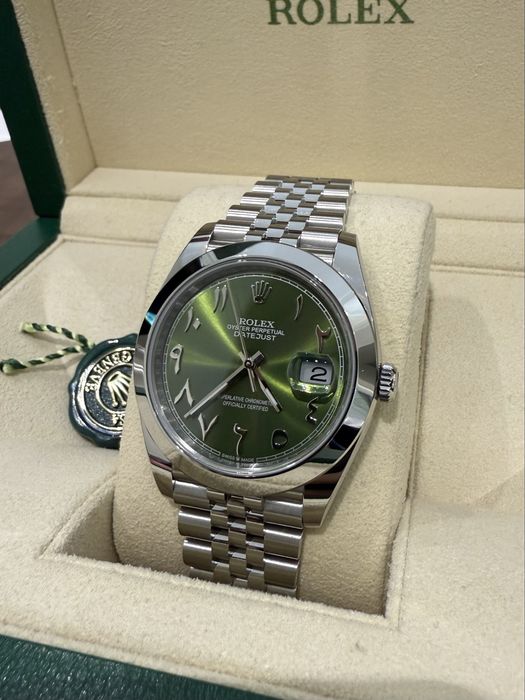 NEW Rolex Datejust 41mm Steel Green Arabic Dial Custom 126300