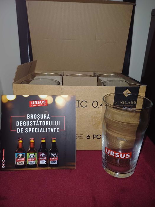 Set 6 pahare 0.4L de colectie Ursus Retro + brosura - nou