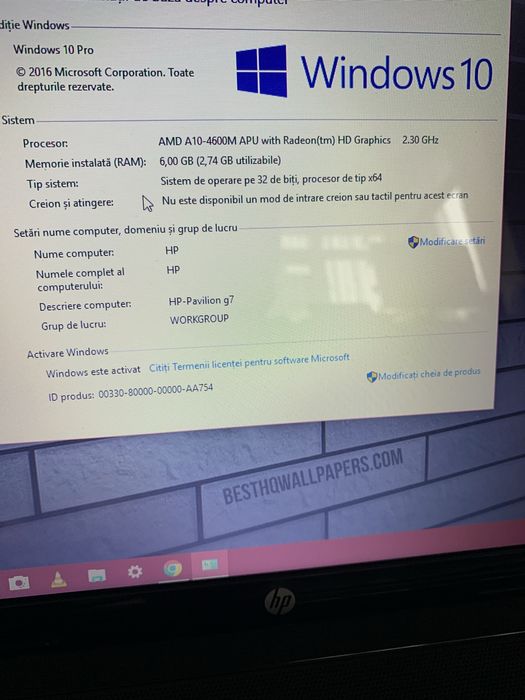 Laptop Hp g7 Display 17,3 led,6gb ram,Windows 10,500gb m cu incarcator