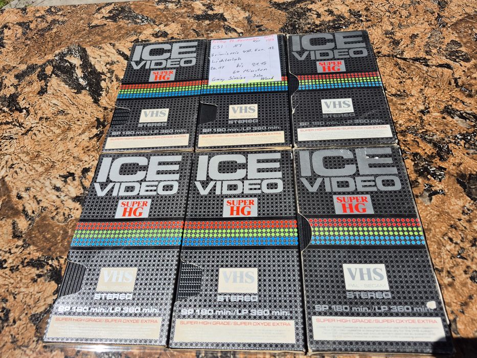 Vând Lot 12 casete video VHS originale ARIEX & ICE de 180,195,240  minute colectie de filme diferite genuri