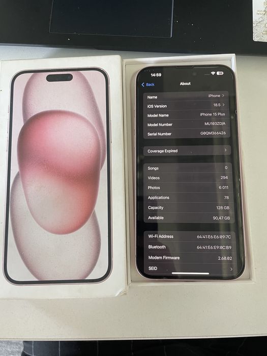 Iphone 15 plus  с гарация до 03.2026 като нов