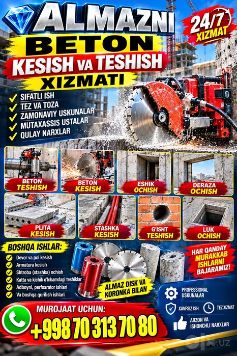Bet on kesish eshik deraza fortichka ochish xizmatlari