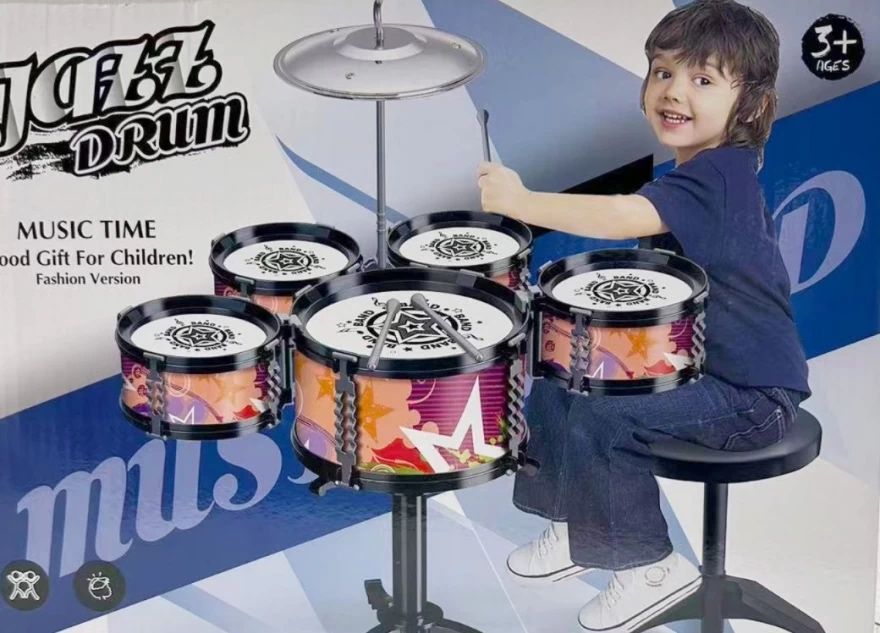 Комплект музикални инструменти, 5 барабана с пейки, 46x28x40 см