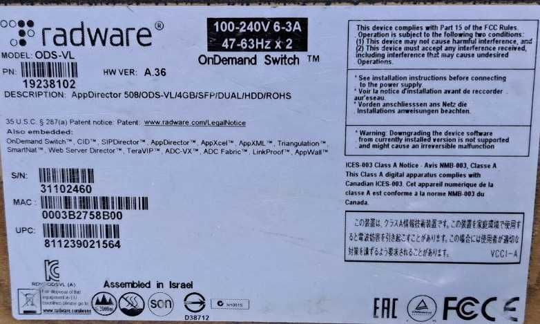 Radware AppDirector ODS-VL / Application Delivery Controller (ADC)