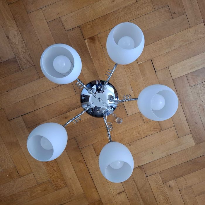 Lampa iluminat interior Lustra Mobexpert cu 5 becuri LED E27 crom